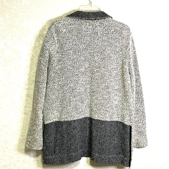 BNCI BLANC NOIR Cardigan Sweater Tunic Length Open Front Womens XL Pockets Black - Picture 3 of 14